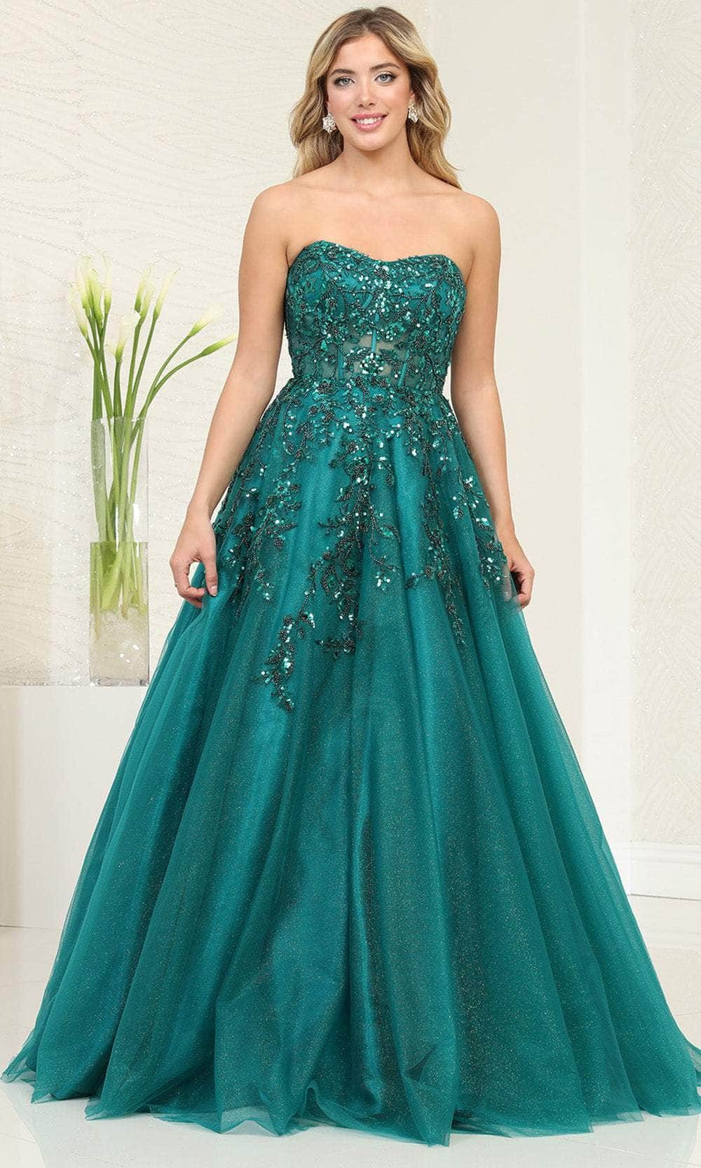 May Queen RQ8120 - Strapless Sweetheart Prom Dress Special Occasion Dresses 4 / Hunter Green