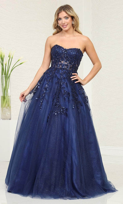 May Queen RQ8120 - Strapless Sweetheart Prom Dress Special Occasion Dresses 4 / Navy