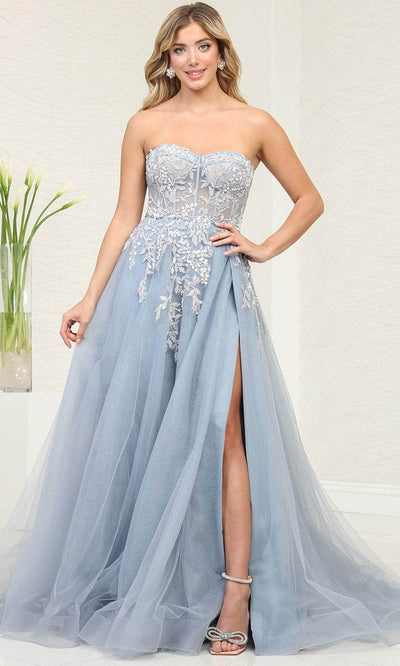 May Queen RQ8135 - Strapless Corset Prom Dress Special Occasion Dresses 4 / Dusty Blue