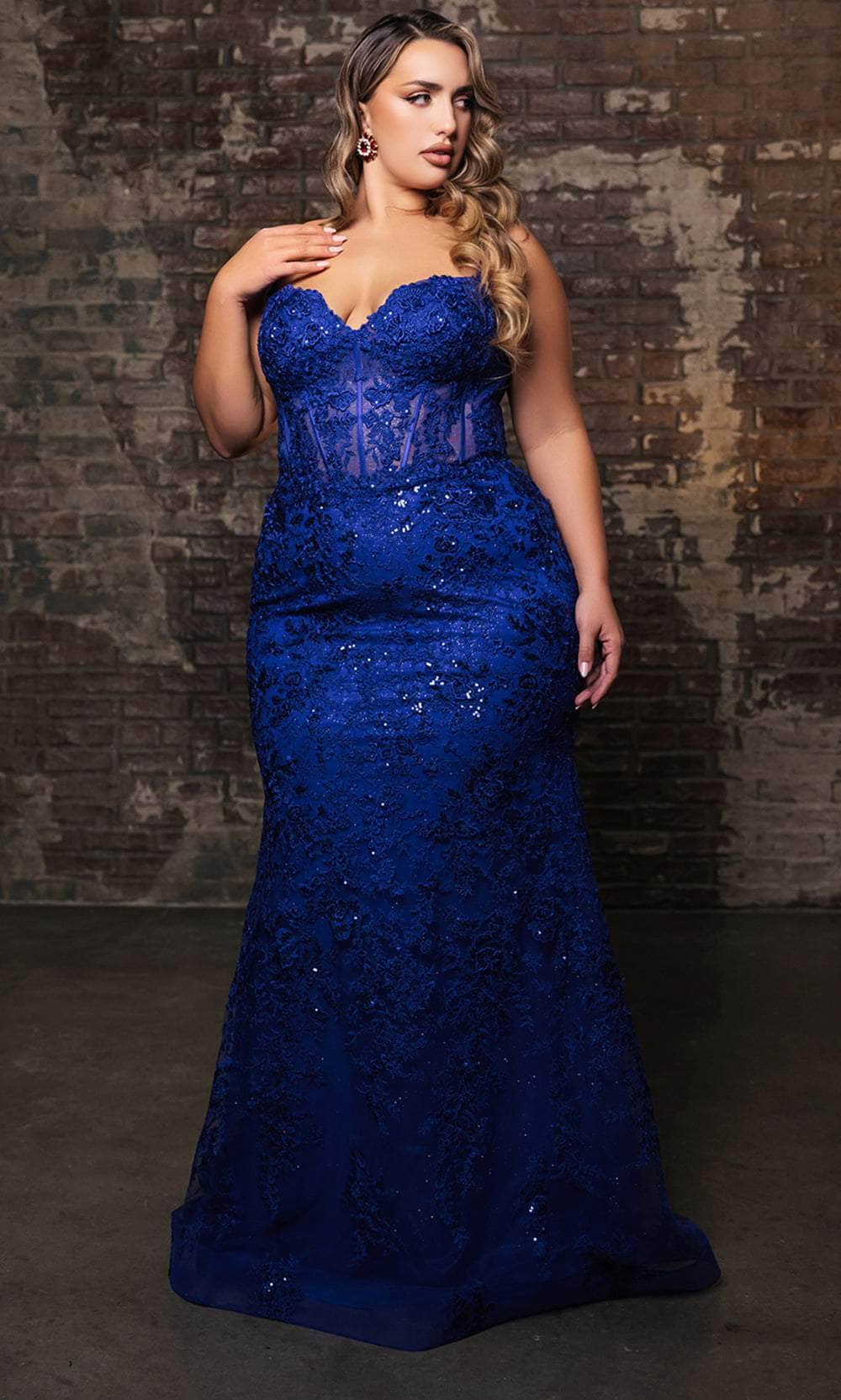 May Queen RQ8138 - Embroidered Sleeveless Prom Gown Prom Dresses 4 / Royal