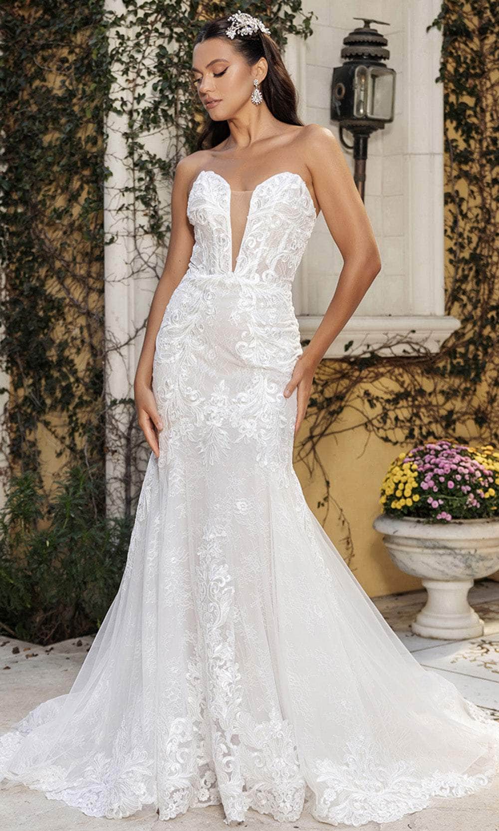May Queen RQ8145 - V-Neck Strapless Bridal Gown Wedding Dresses