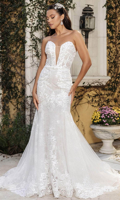 May Queen RQ8145 - V-Neck Strapless Bridal Gown Wedding Dresses