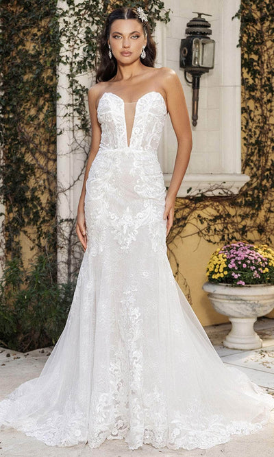 May Queen RQ8145 - V-Neck Strapless Bridal Gown Wedding Dresses
