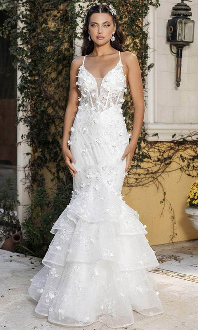 May Queen RQ8148 - Embellished Mermaid Evening Dress Special Occasion Dress 4 / White
