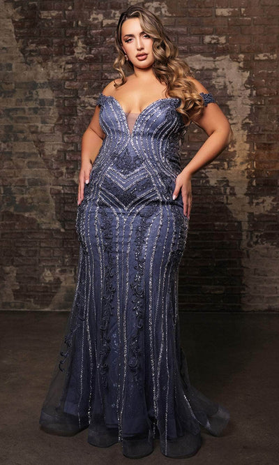 May Queen RQ8157 - Off-Shoulder Sheath Evening Dress Prom Dresses