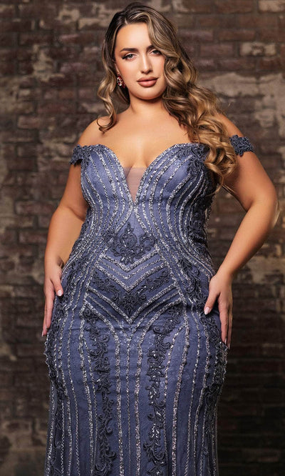May Queen RQ8157 - Off-Shoulder Sheath Evening Dress Prom Dresses
