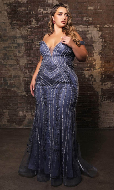 May Queen RQ8157 - Off-Shoulder Sheath Evening Dress Prom Dresses