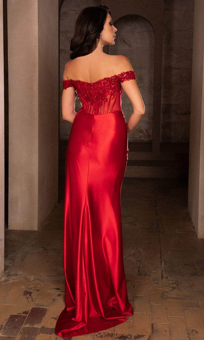 May Queen RQ8173 - Off-Shoulder High Slit Evening Dress Prom Dresses