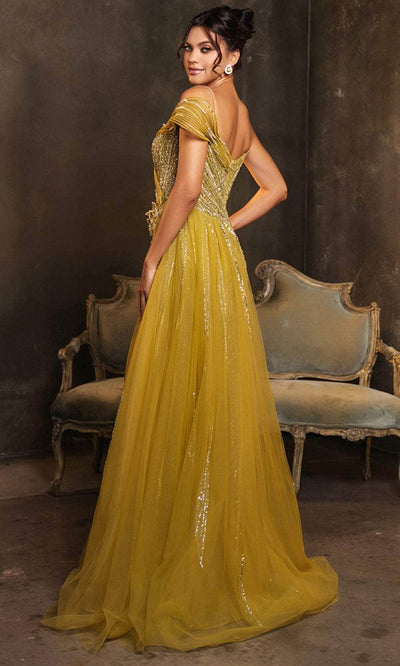 May Queen RQ8187 - Asymmetrical Sequined Prom Gown Evening Dresses