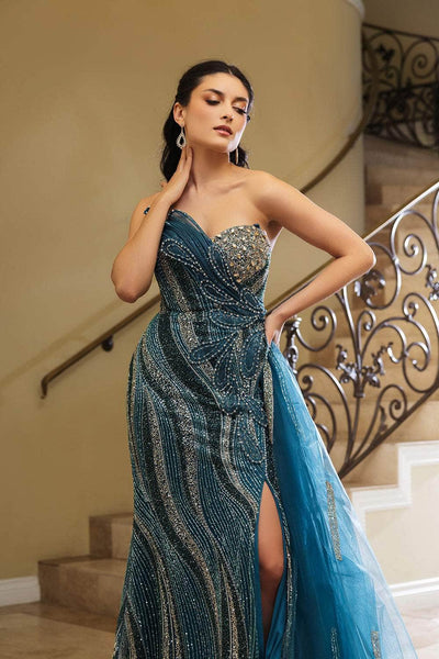 May Queen RQ8194 - Sweetheart Beaded Dress with Draped Sash Prom Dresses