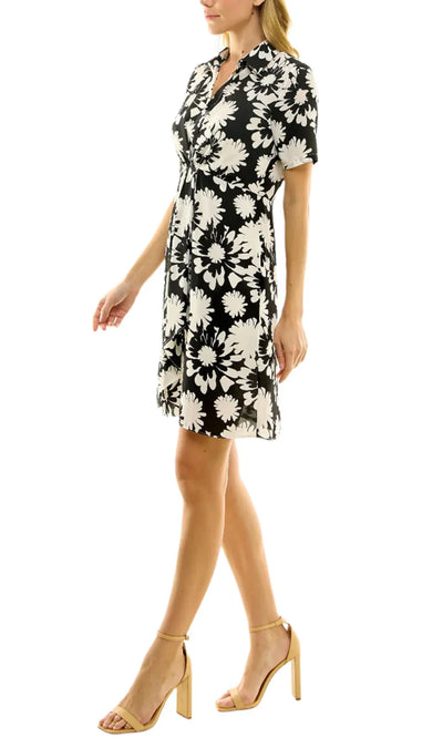 Nicole Miller MD3S11028 - Short Sleeve A-line Floral Dress Homecoming Dresses