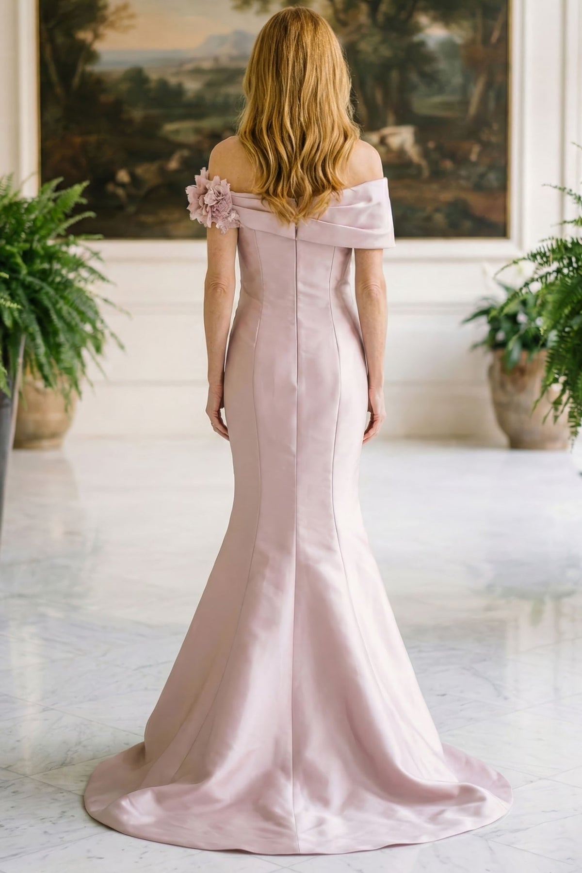 MGNY By Mori Lee 2070036 - Off Shoulder Floral Accent Evening Gown