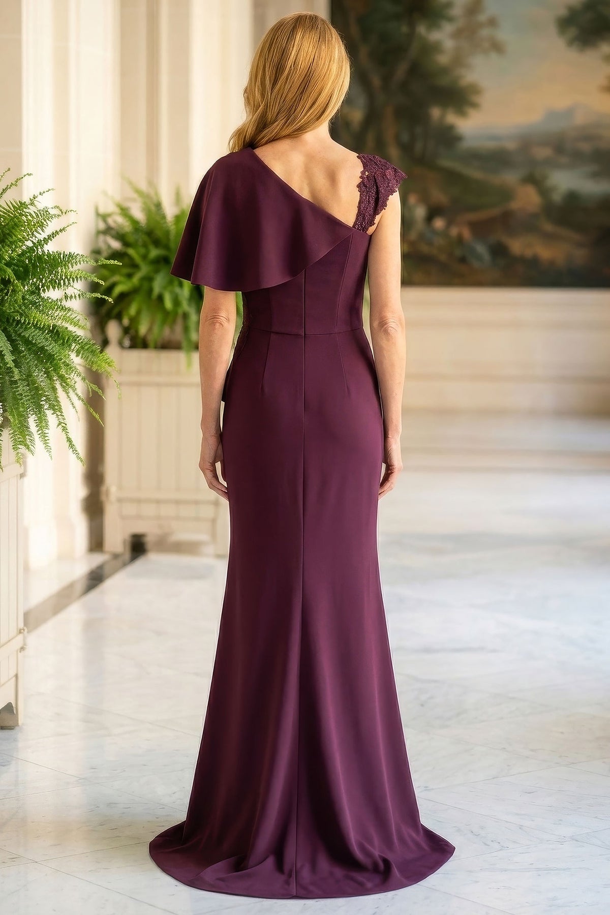 MGNY By Mori Lee 2070038 - Floral Applique Slit Sheath Evening Gown