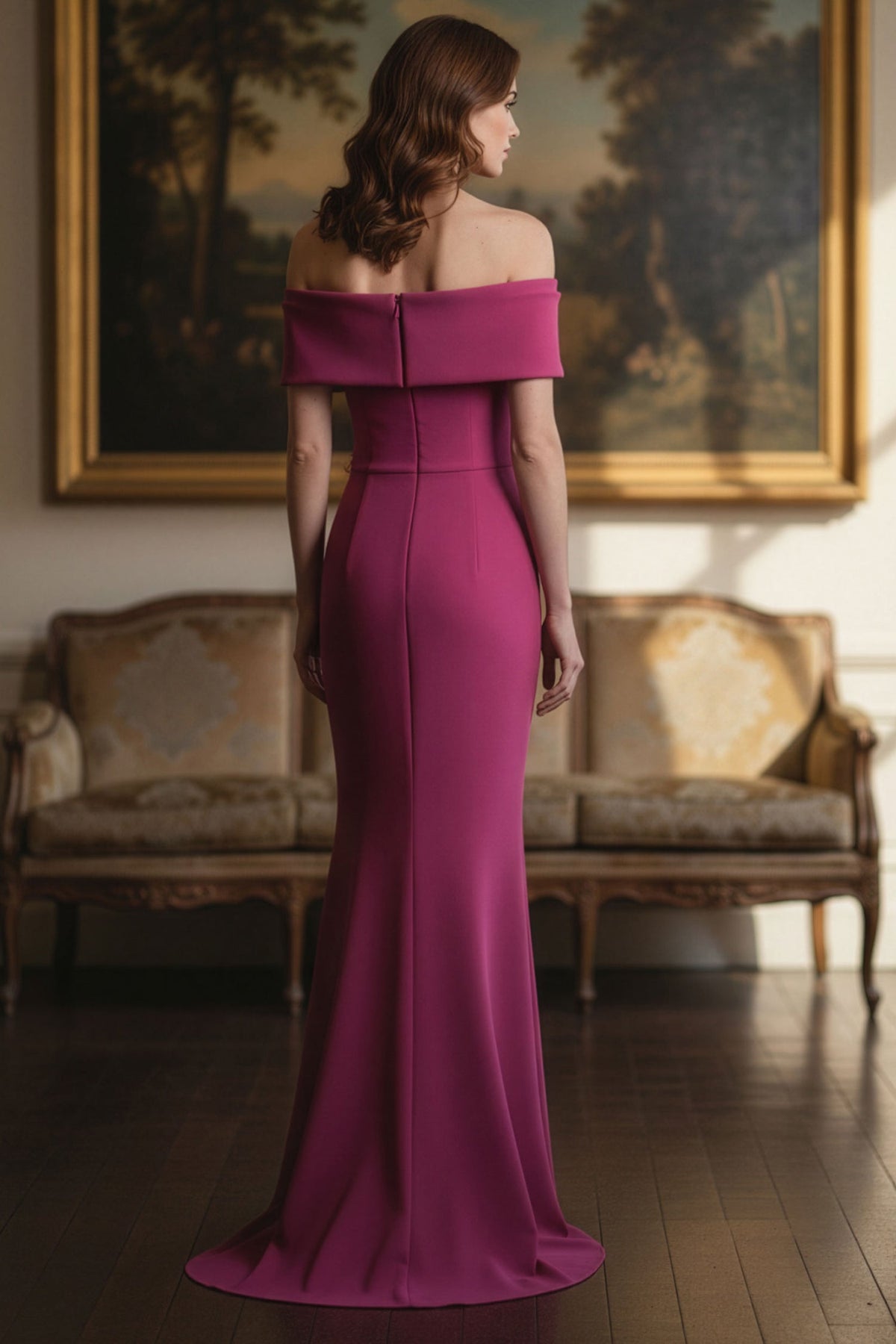 MGNY By Mori Lee 2070044 - High Slit Sculpted Off Shoulder Evening Gown