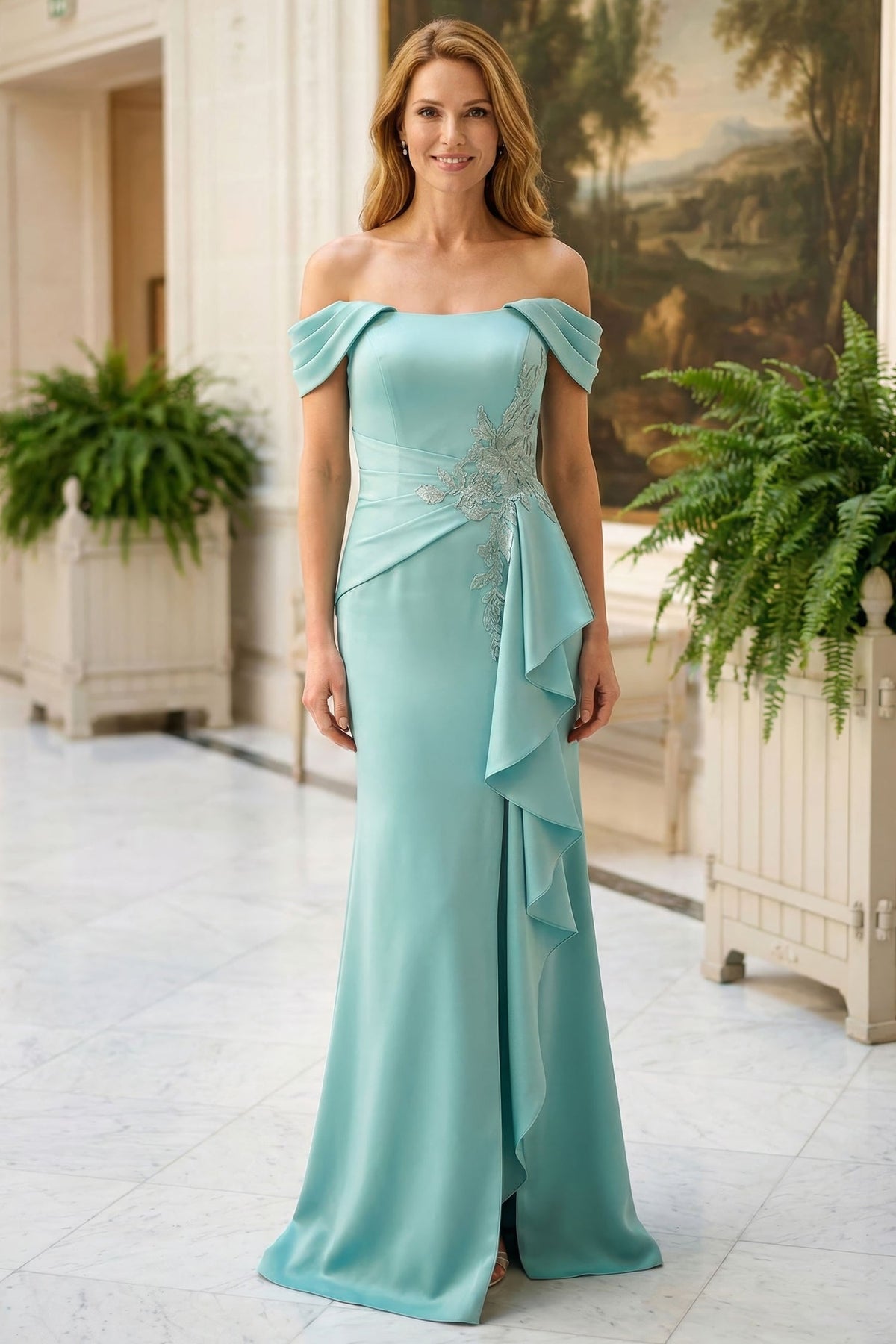 MGNY By Mori Lee 2070046 - Pleated Sleeve Embroidered Evening Gown
