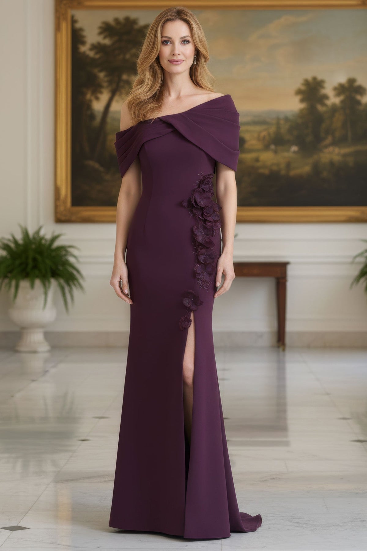 MGNY By Mori Lee 2070047 - Cascading 3D Floral Asymmetric Evening Gown