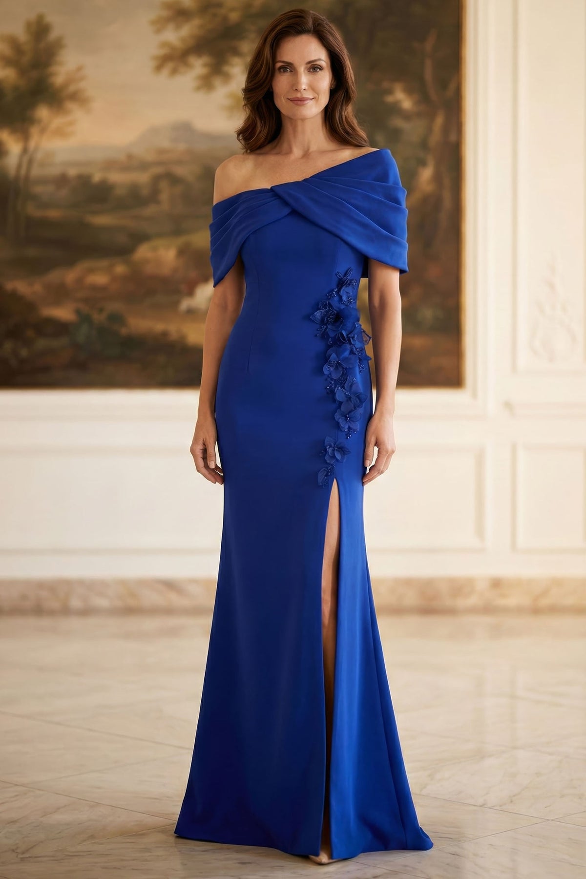 MGNY By Mori Lee 2070047 - Cascading 3D Floral Asymmetric Evening Gown