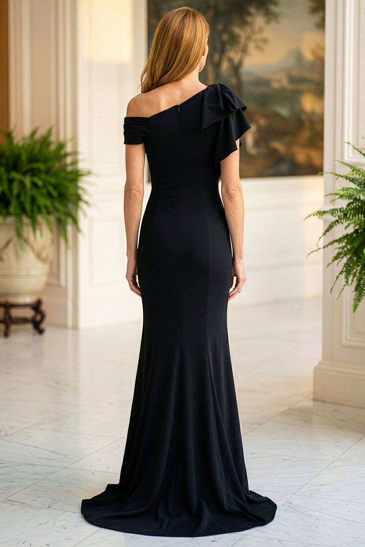 MGNY By Mori Lee 2070049 - Asymmetric Draped Bodice Crepe Evening Gown