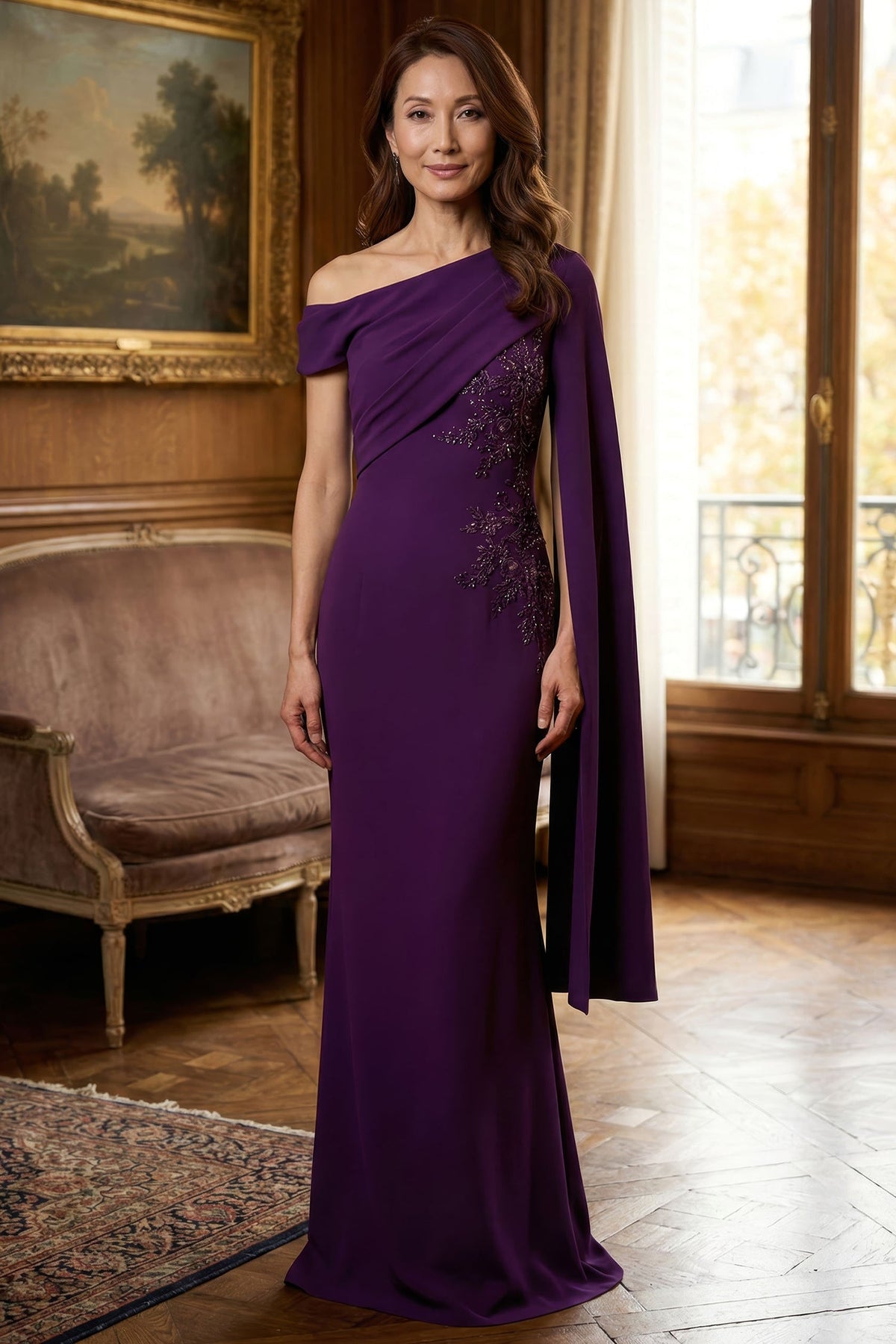 MGNY By Mori Lee 2070051 - Asymmetric Sheath Crepe Evening Gown