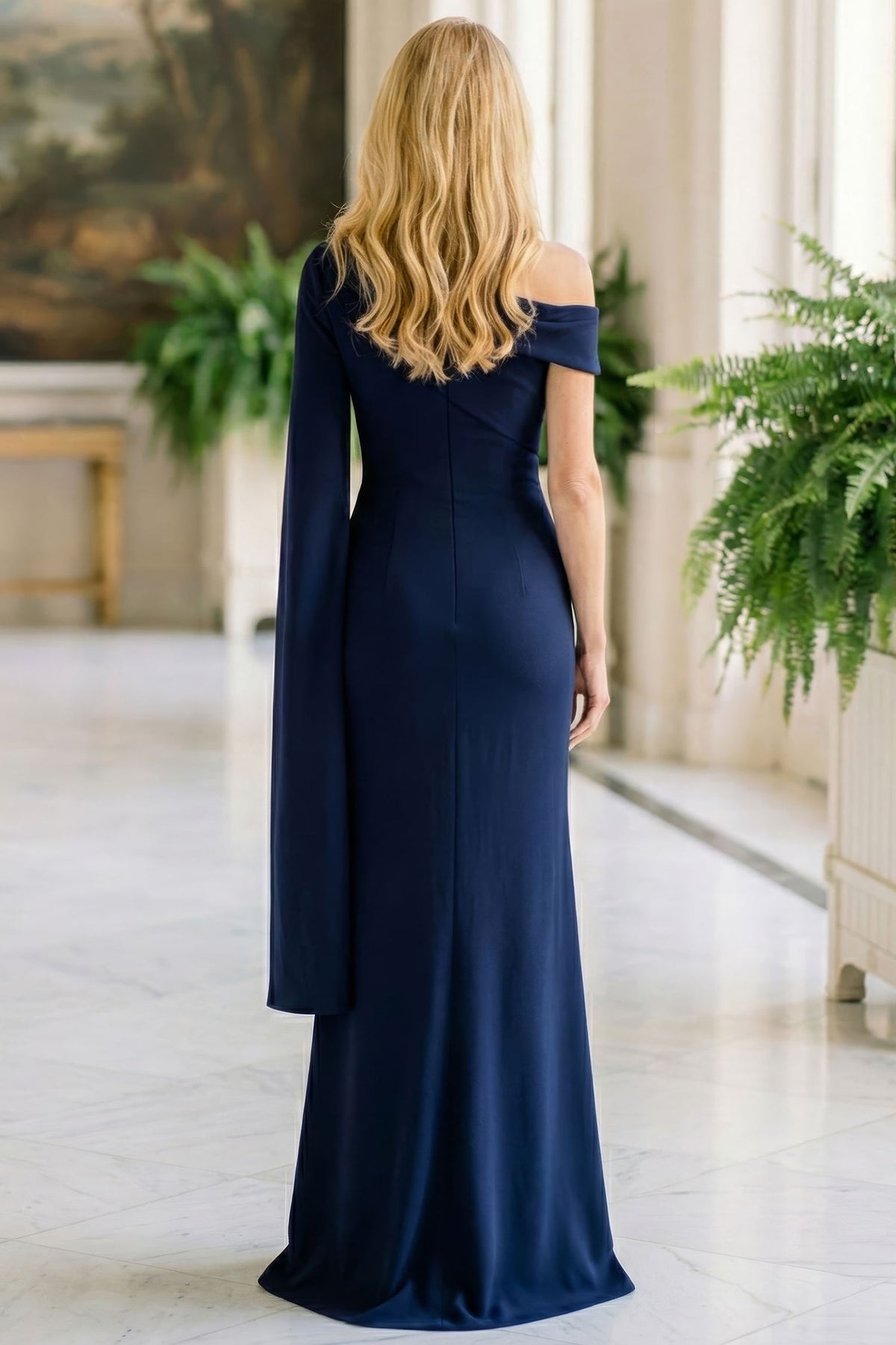MGNY By Mori Lee 2070051 - Asymmetric Sheath Crepe Evening Gown