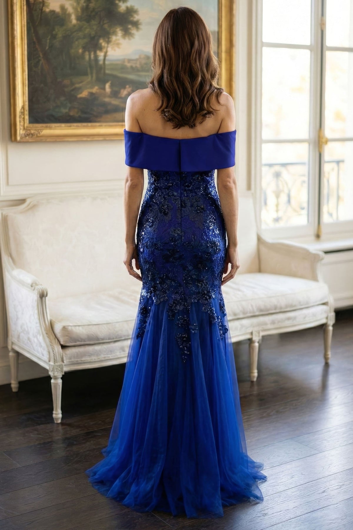 MGNY By Mori Lee 2070054 - Folded Off Shoulder Embroidered Evening Gown