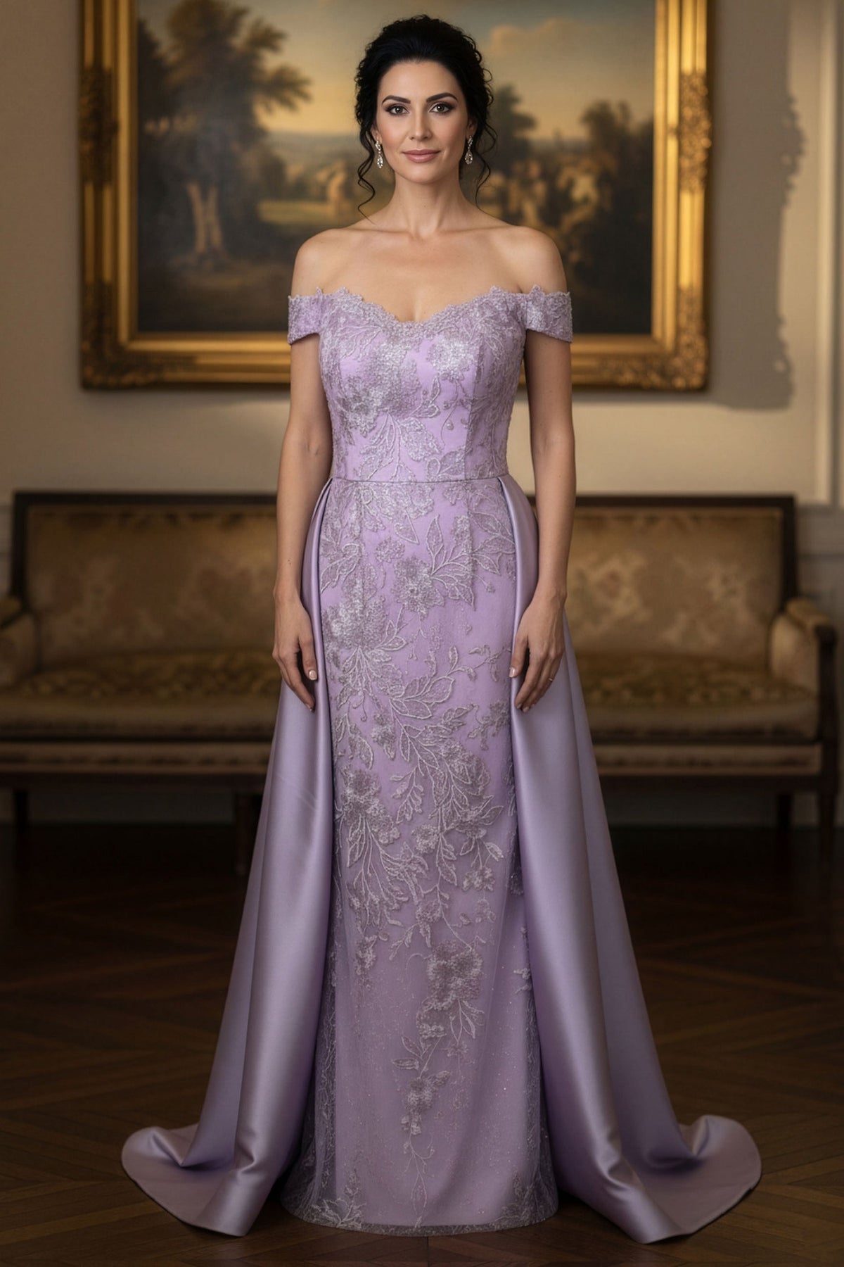 MGNY By Mori Lee 2070056 - Off Shoulder Floral Embroidered Evening Gown