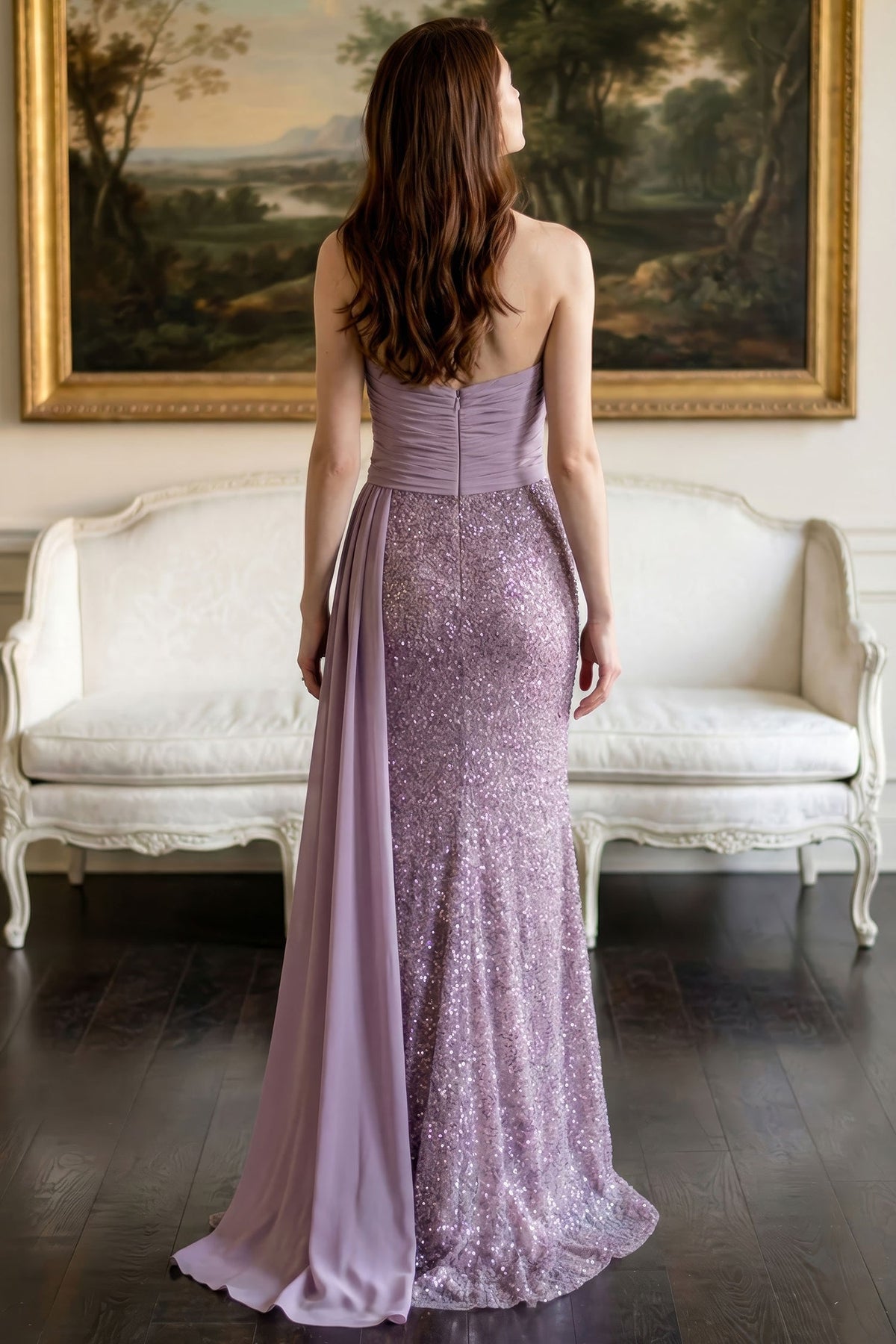 MGNY By Mori Lee 2070057 - Ruched Strapless Evening Gown with Sash