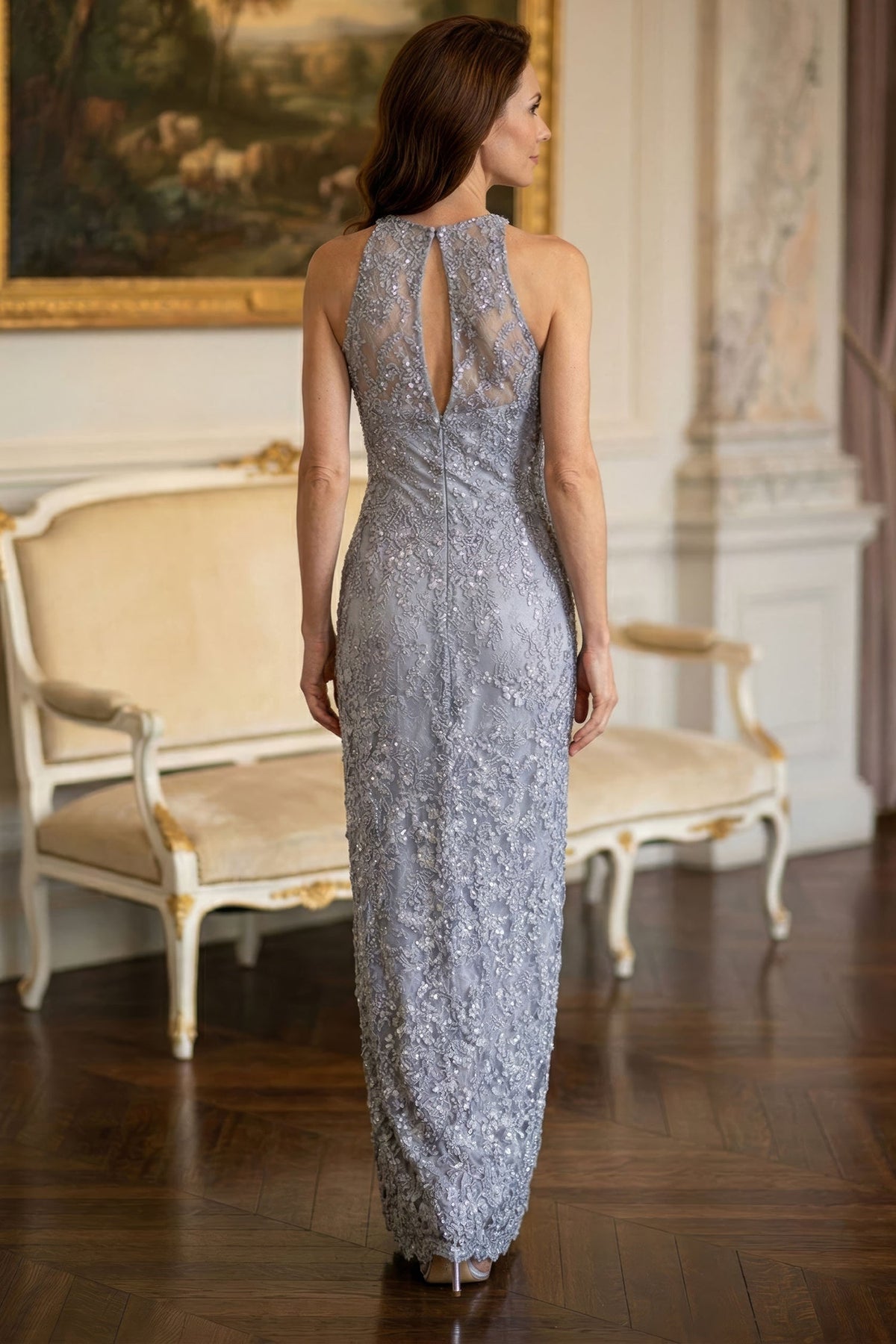 MGNY By Mori Lee 2070058 - 3D Floral Keyhole Back Evening Gown
