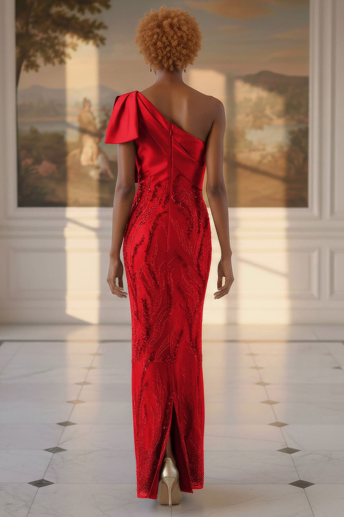 MGNY By Mori Lee 2070063 - One Shoulder Bow Overskirt Evening Gown