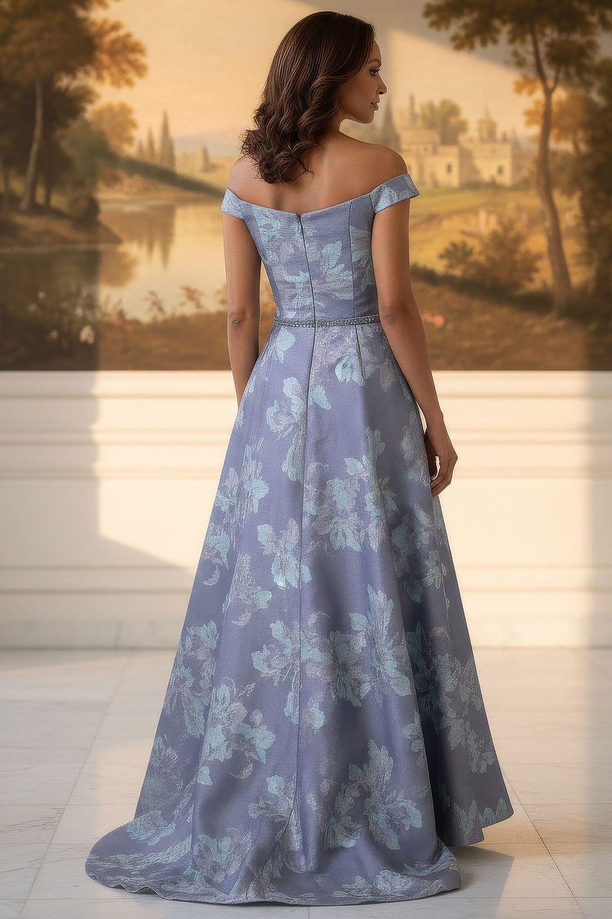 MGNY By Mori Lee 2070064 - Off Shoulder Beaded Belt Evening Gown