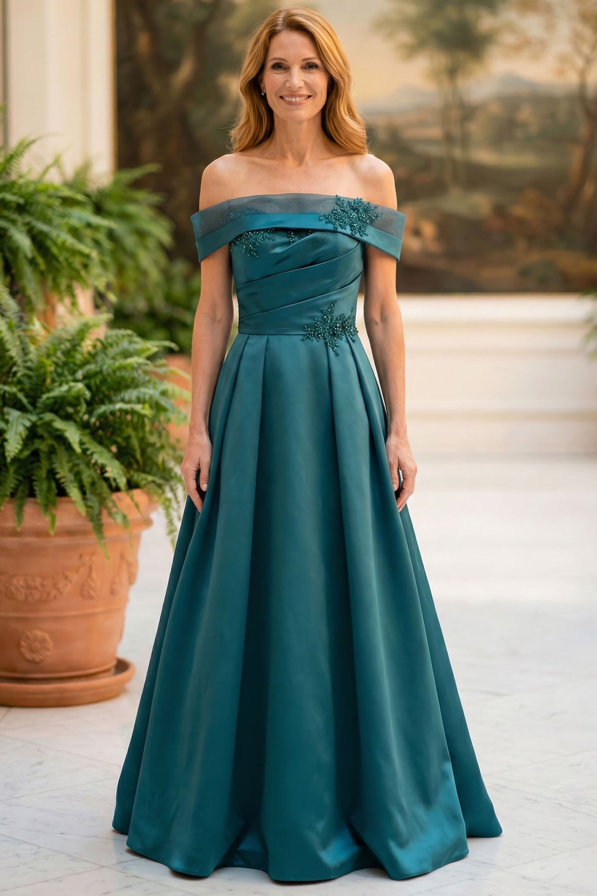 MGNY By Mori Lee 2070065 - Pleated A-Line Beaded Applique Evening Gown
