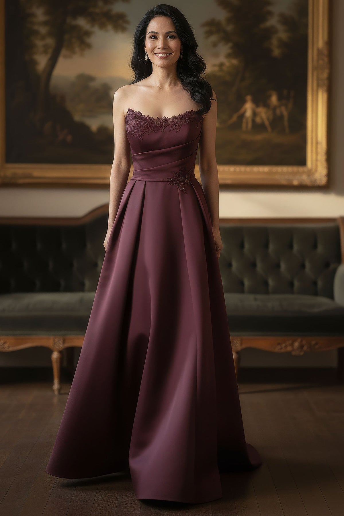 MGNY By Mori Lee 2070065 - Pleated A-Line Beaded Applique Evening Gown