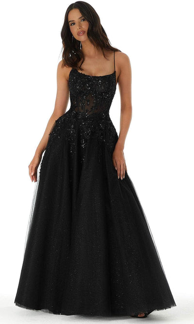 MGNY By Mori Lee 47083 - Applique Corset Prom Dress Prom Dresses 00 /  Black