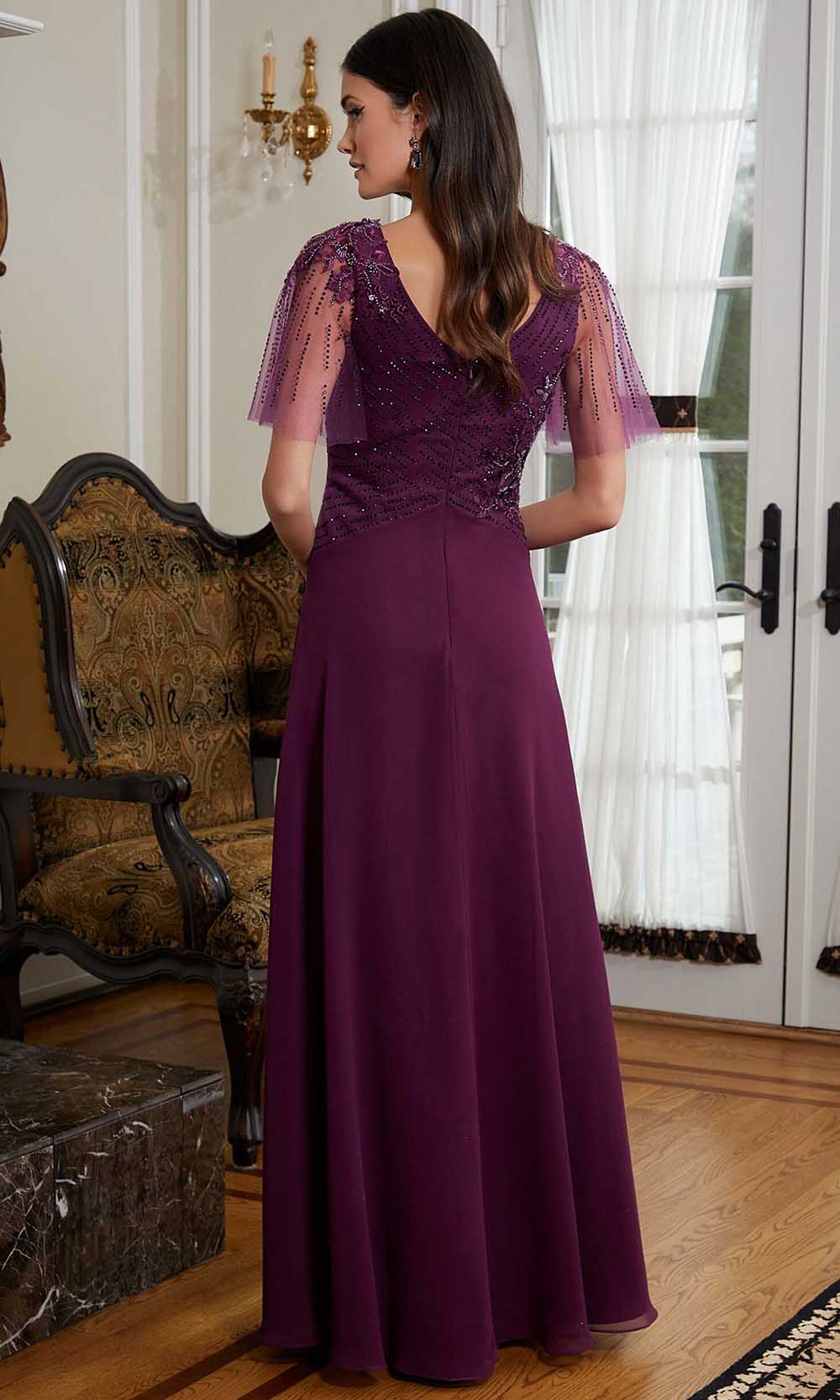 MGNY by Mori Lee 72819 - Flutter Sleeve Gown Mother of the Bride Dresses 00 / Mulberry