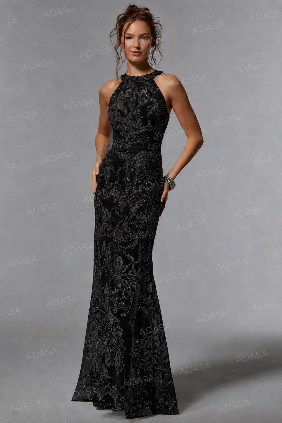 MGNY by Mori Lee 72939 - Embroidered Halter Evening Dress