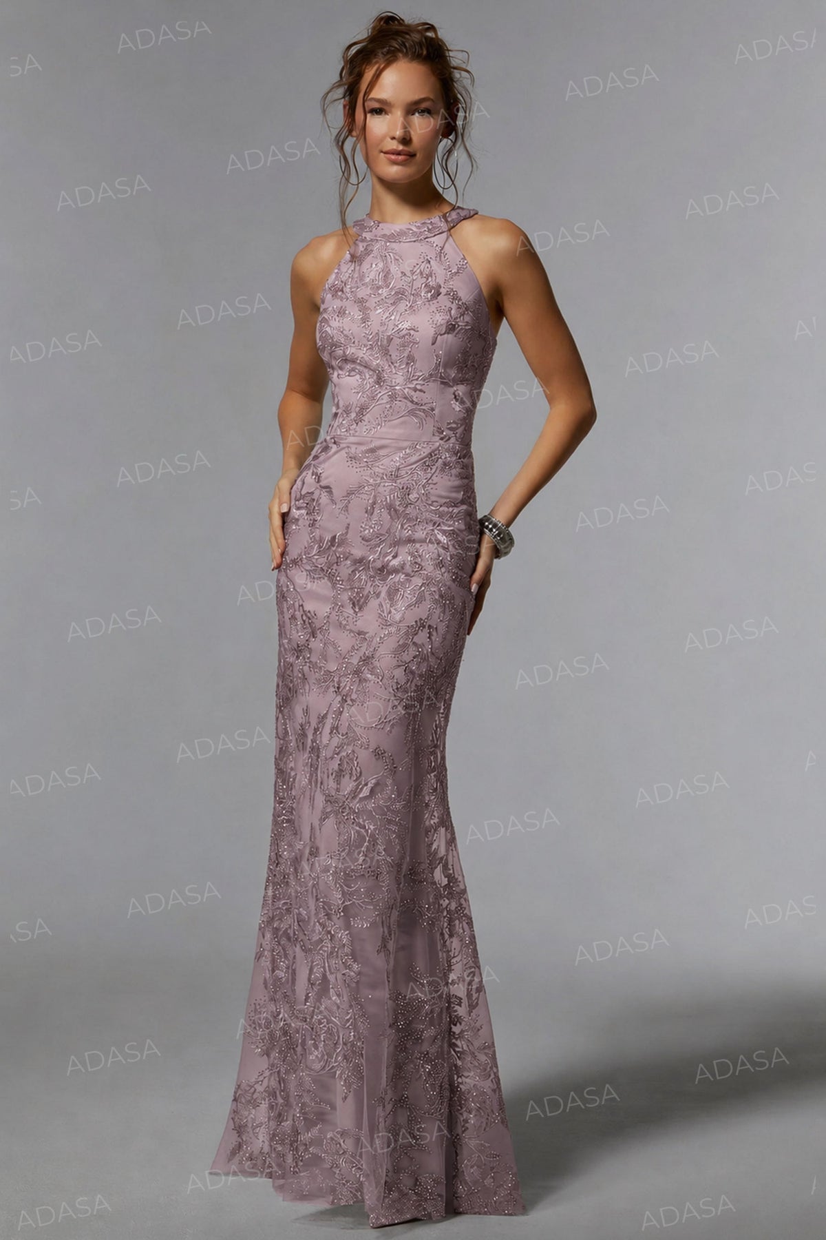 MGNY by Mori Lee 72939 - Embroidered Halter Evening Dress