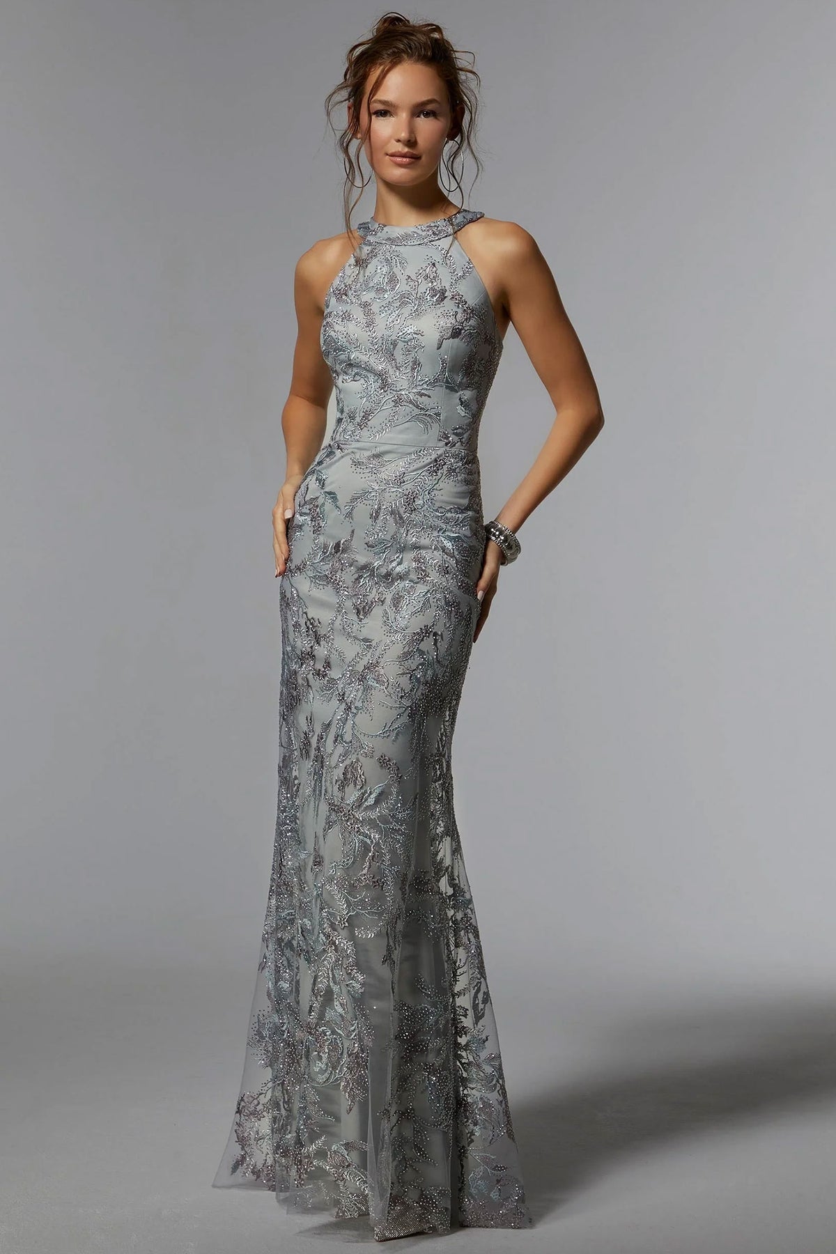 MGNY by Mori Lee 72939 - Embroidered Halter Evening Dress