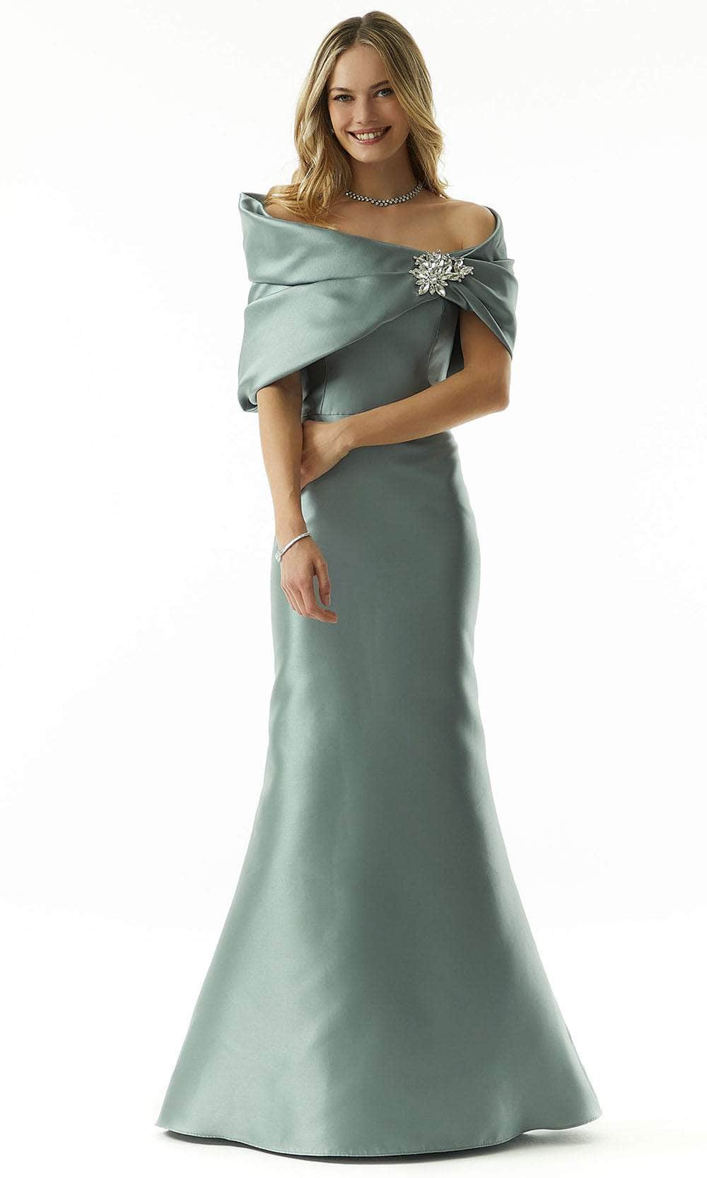 MGNY By Mori Lee 73017 - Metallic Mermaid Evening Dress Mother of the Bride Dresses 2 / Silver/Sage