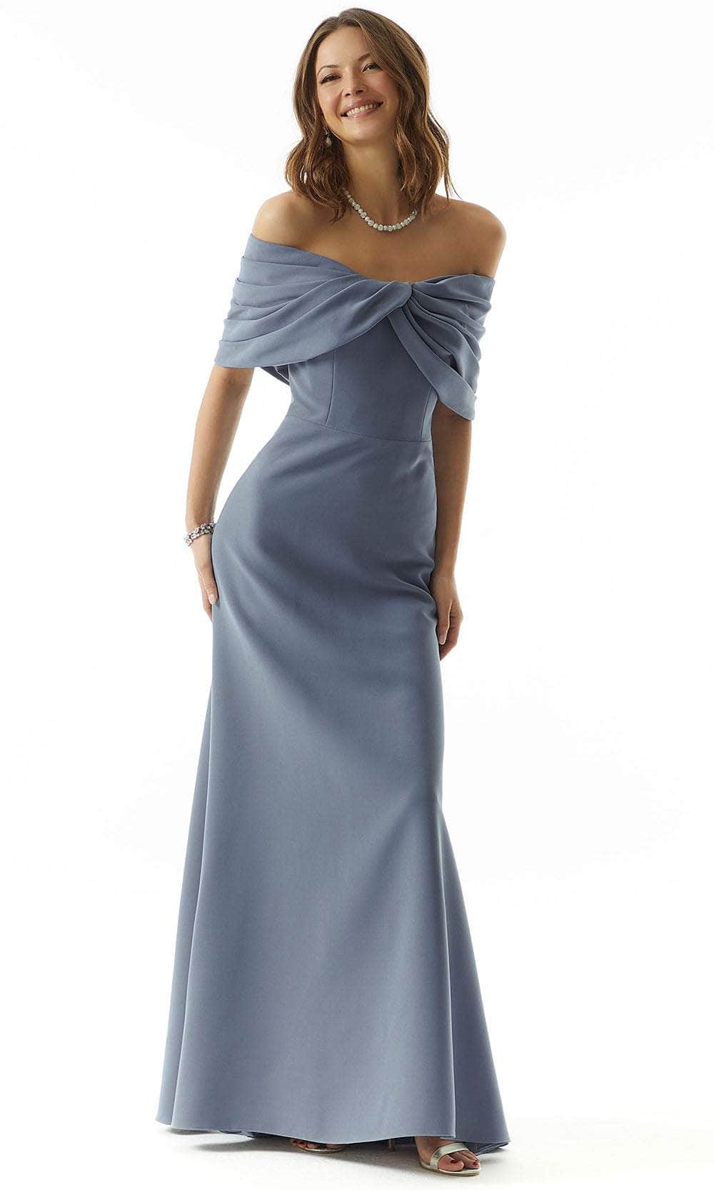 MGNY By Mori Lee 73027 - Off Shoulder Sheath Evening Dress Evening Dresses 2 / Slate