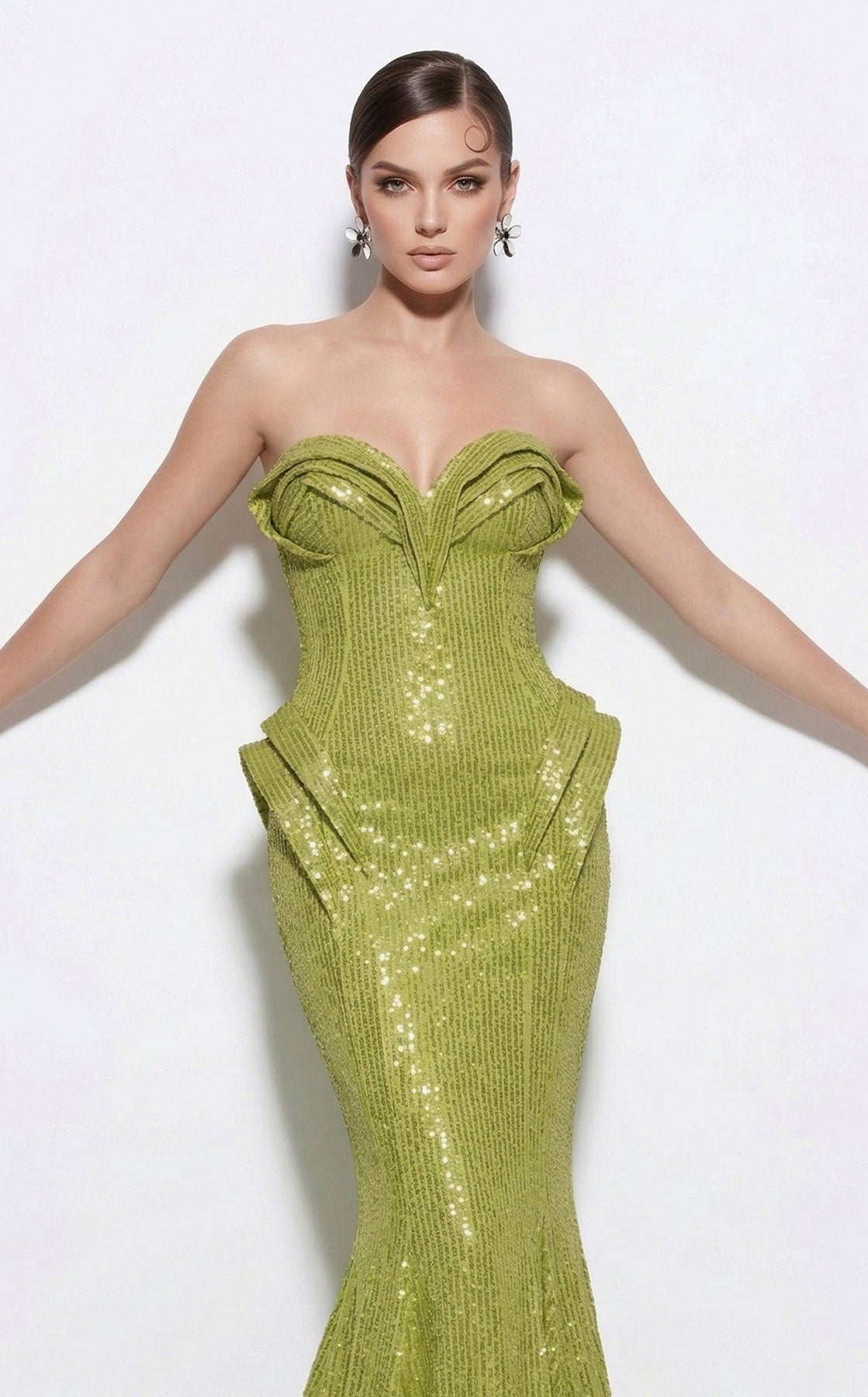 MNM COUTURE 2263B - Strapless Mermaid Shimmer Evening Gown