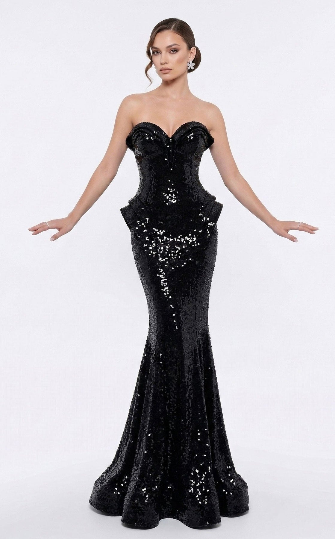 MNM COUTURE 2263B - Strapless Mermaid Shimmer Evening Gown