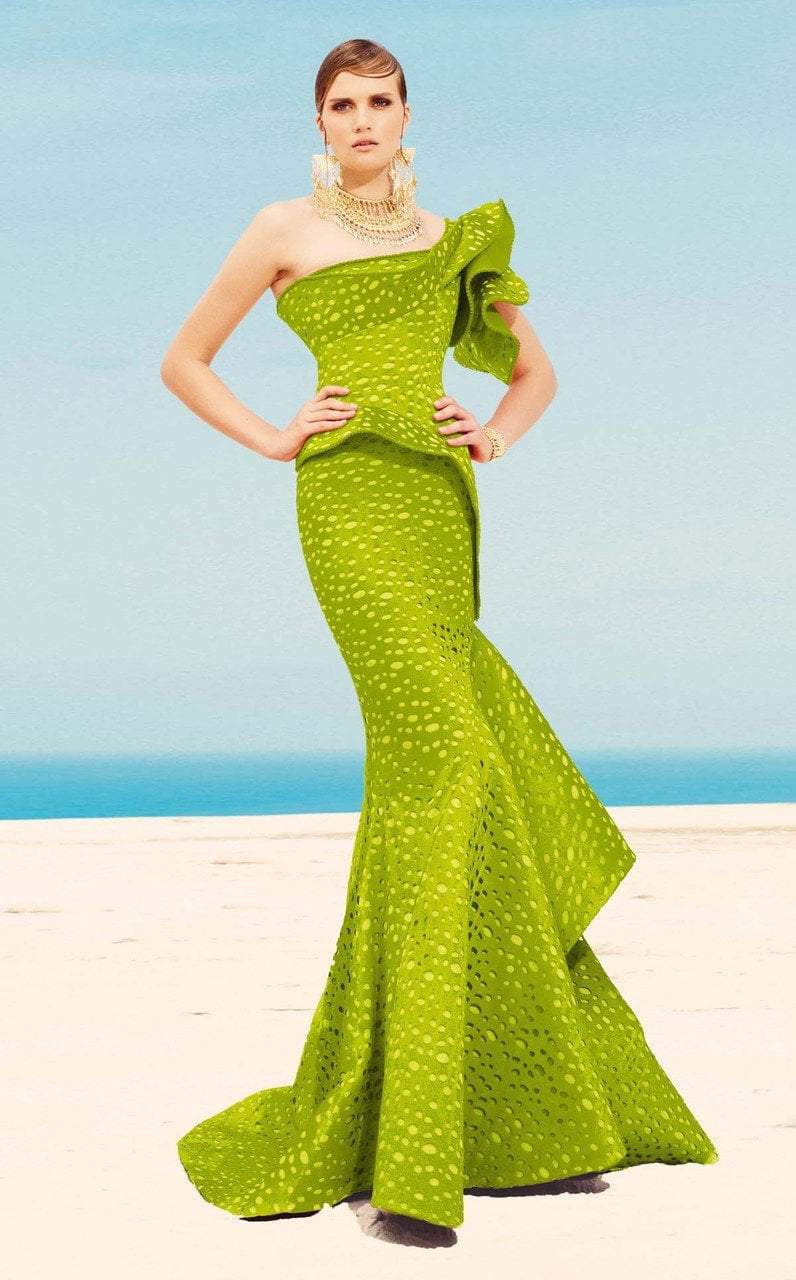 MNM Couture - 2344 Peplum Fantasy Asymmetric Mermaid Gown Special Occasion Dress
