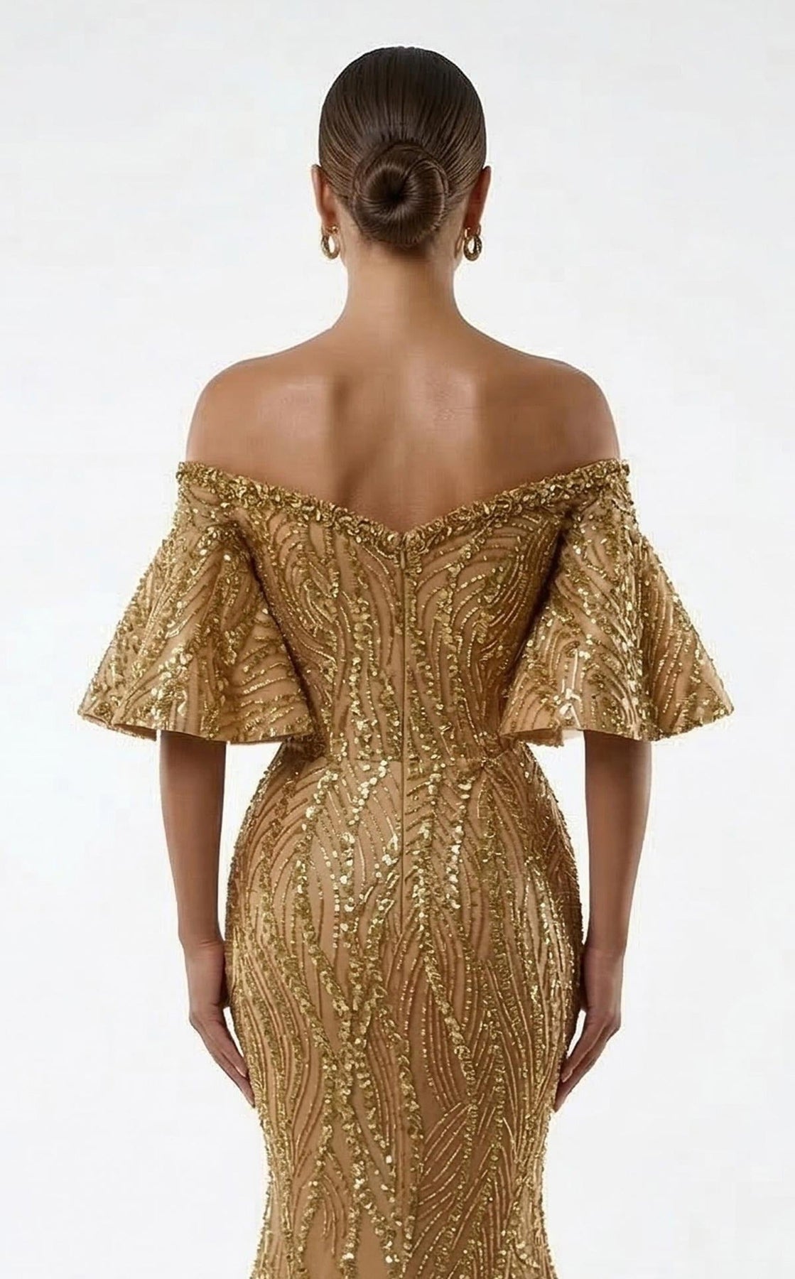 MNM COUTURE 2529A - Heavily Embellished Off Shoulder Evening Gown