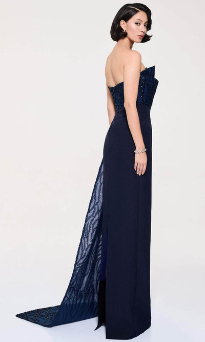 MNM Couture B1116 - Straight Neckline Sequin Gown with Slit Evening Dresses