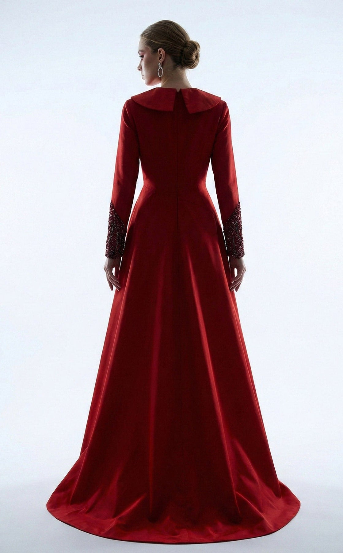 MNM COUTURE B1177 - Long Sleeve Collared Evening Gown