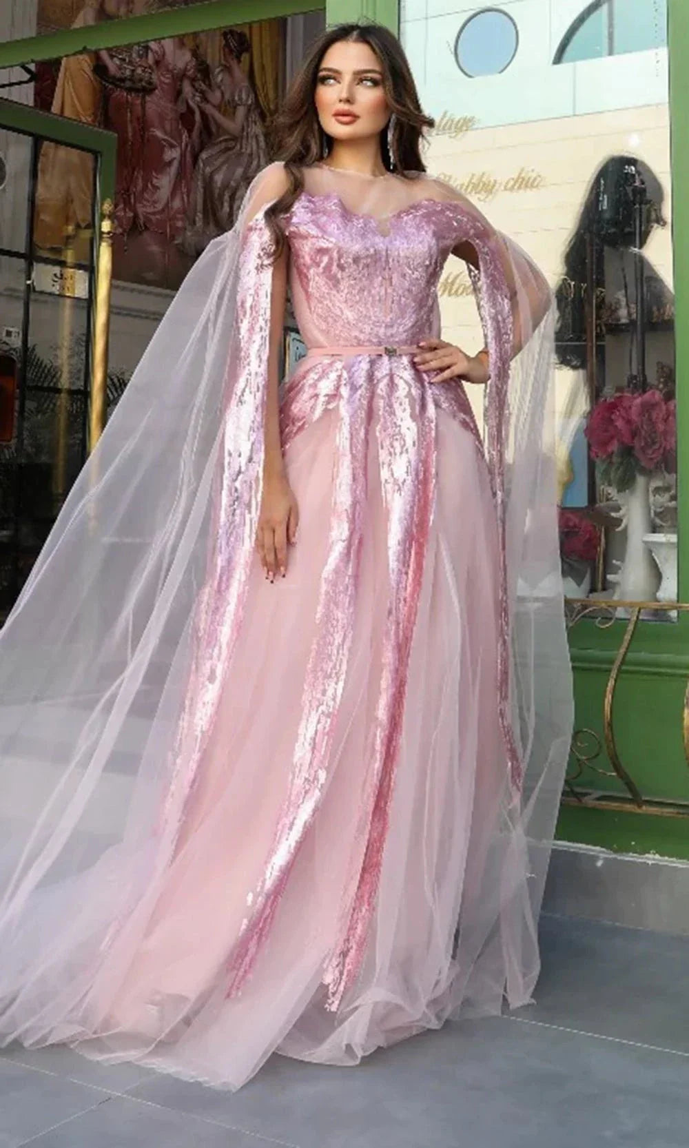 MNM Couture E0070 - Sequined Illusion Neckline Dress Prom Dresses