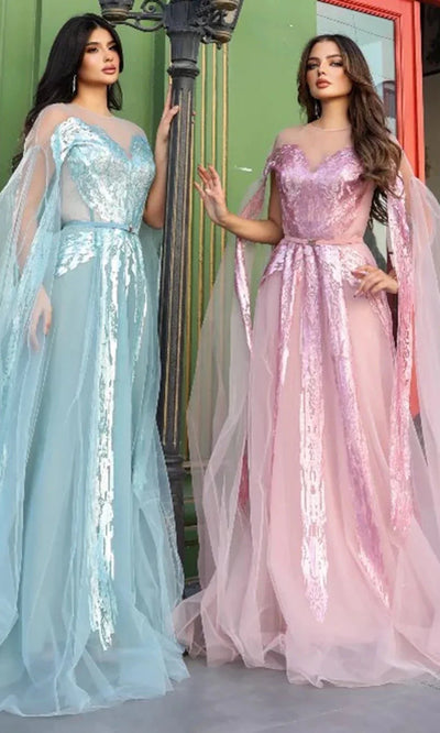 MNM Couture E0070 - Sequined Illusion Neckline Dress Prom Dresses