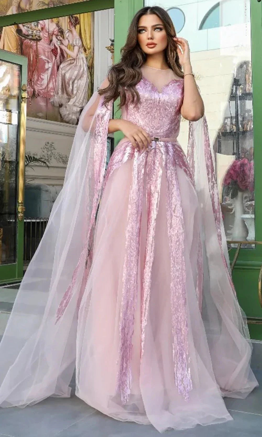 MNM Couture E0070 - Sequined Illusion Neckline Dress Prom Dresses