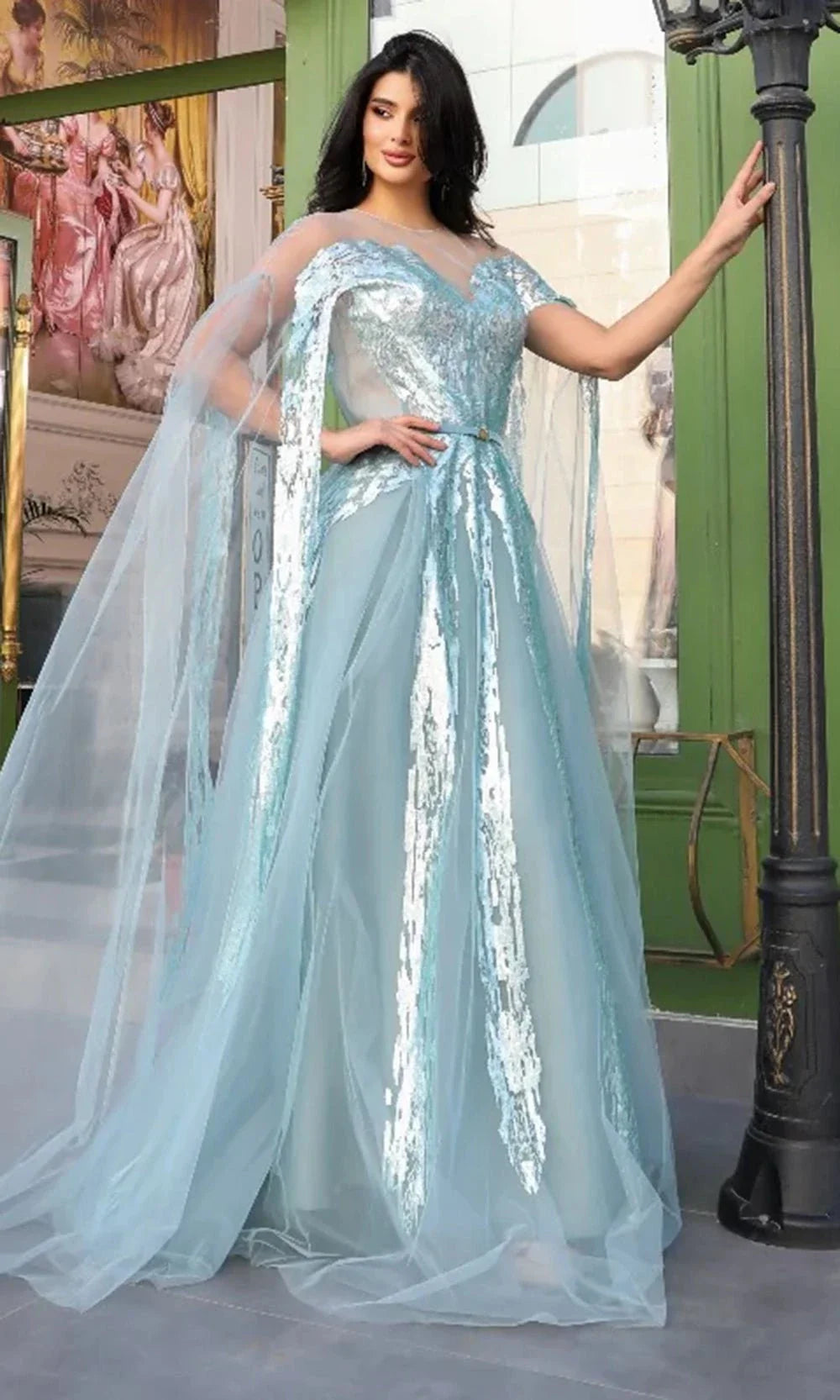 MNM Couture E0070 - Sequined Illusion Neckline Dress Prom Dresses
