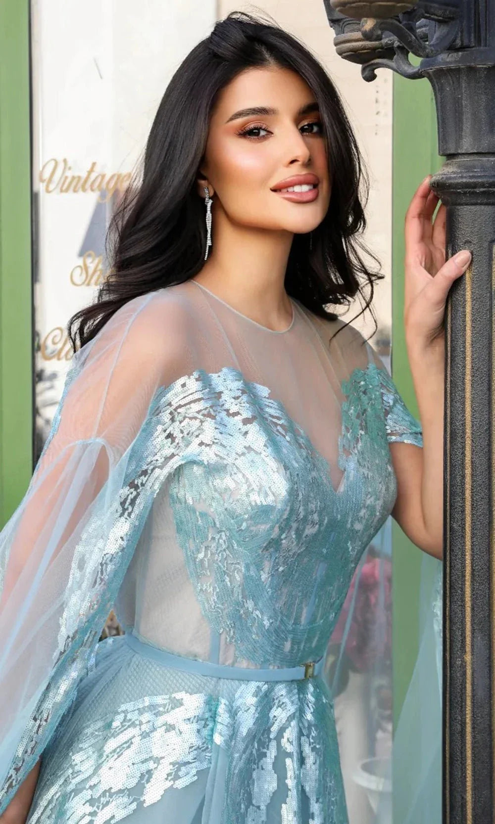 MNM Couture E0070 - Sequined Illusion Neckline Dress Prom Dresses